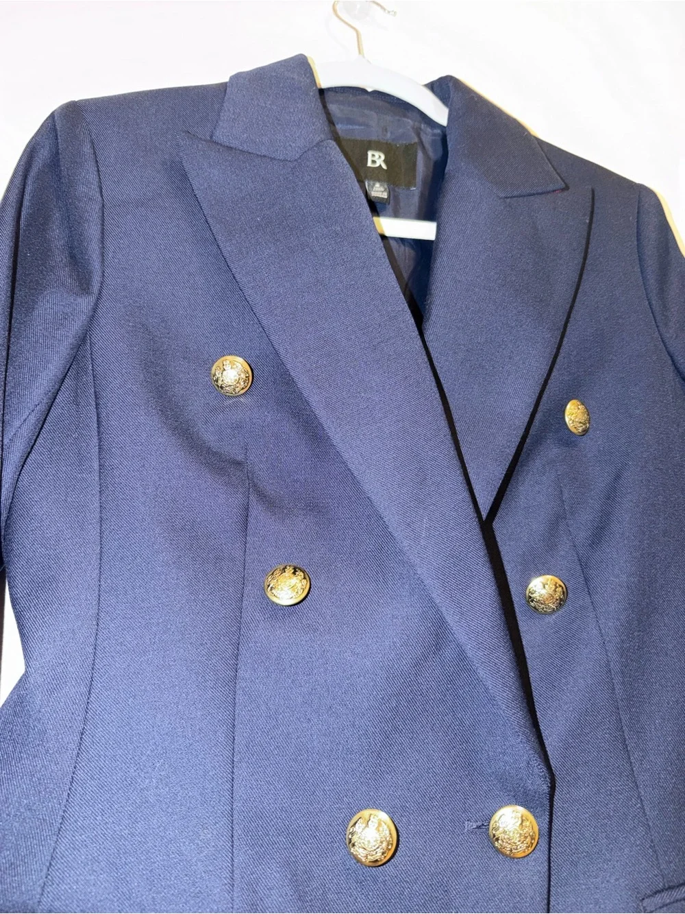 Banana Republic Navy Gold Wool Blend Captains Blazer Coastal Nautical Preppy 4 T - Picture 5 of 9